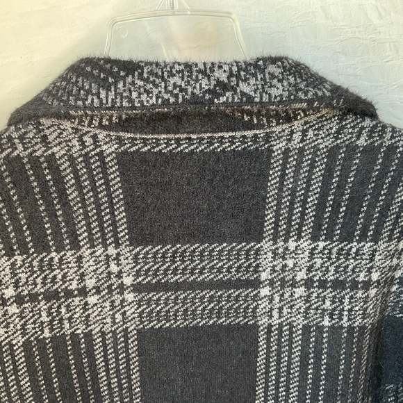 Sweater Coat Orange Fashion Village Plaid Black Grey Knitted Blazer Cardigan S/M - Picture 8 of 16